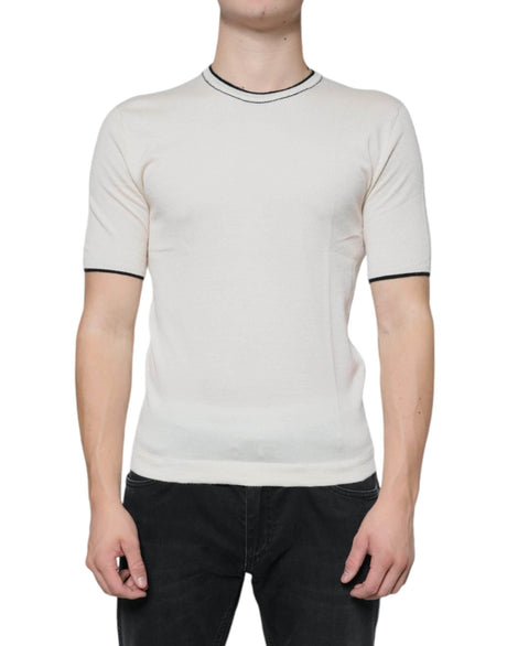 Dolce & Gabbana Off White Cashmere Short Sleeves T-shirt - Hilstor