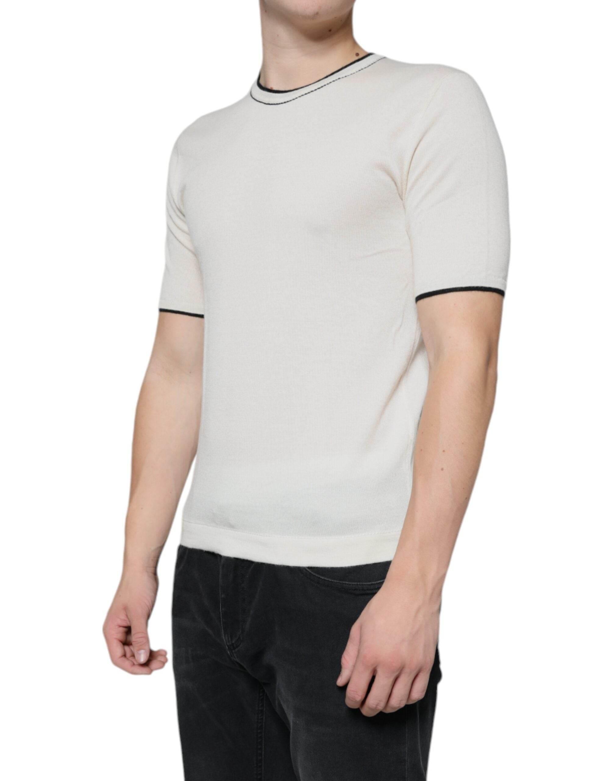 Dolce & Gabbana Off White Cashmere Short Sleeves T-shirt - Hilstor
