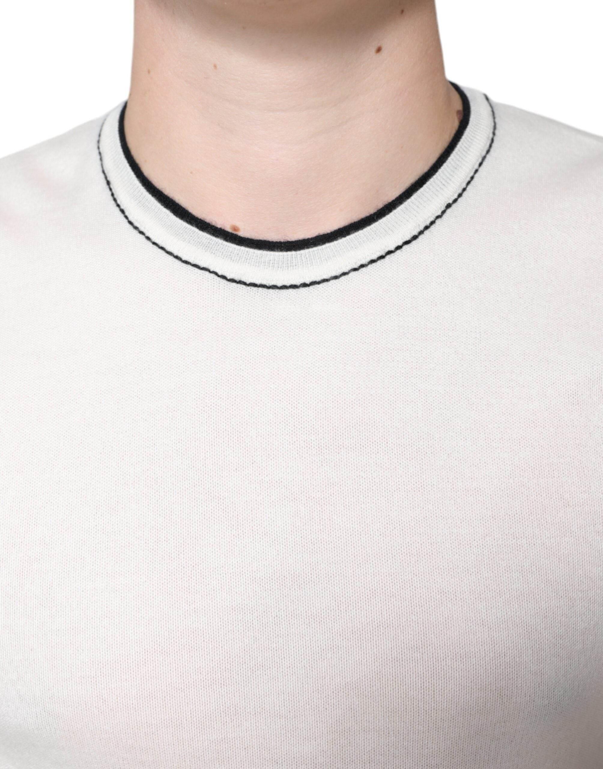 Dolce & Gabbana Off White Cashmere Short Sleeves T-shirt - Hilstor