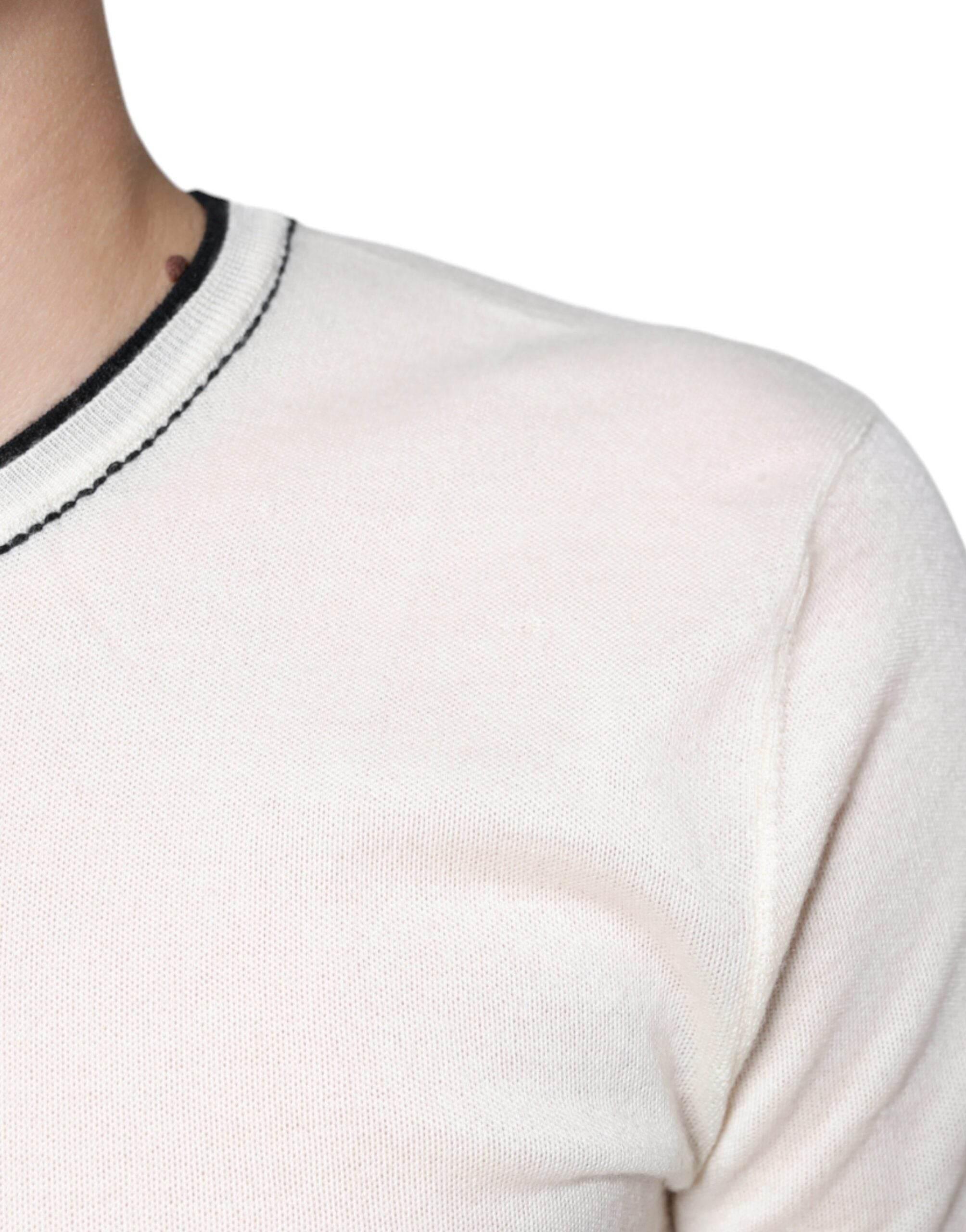 Dolce & Gabbana Off White Cashmere Short Sleeves T-shirt - Hilstor