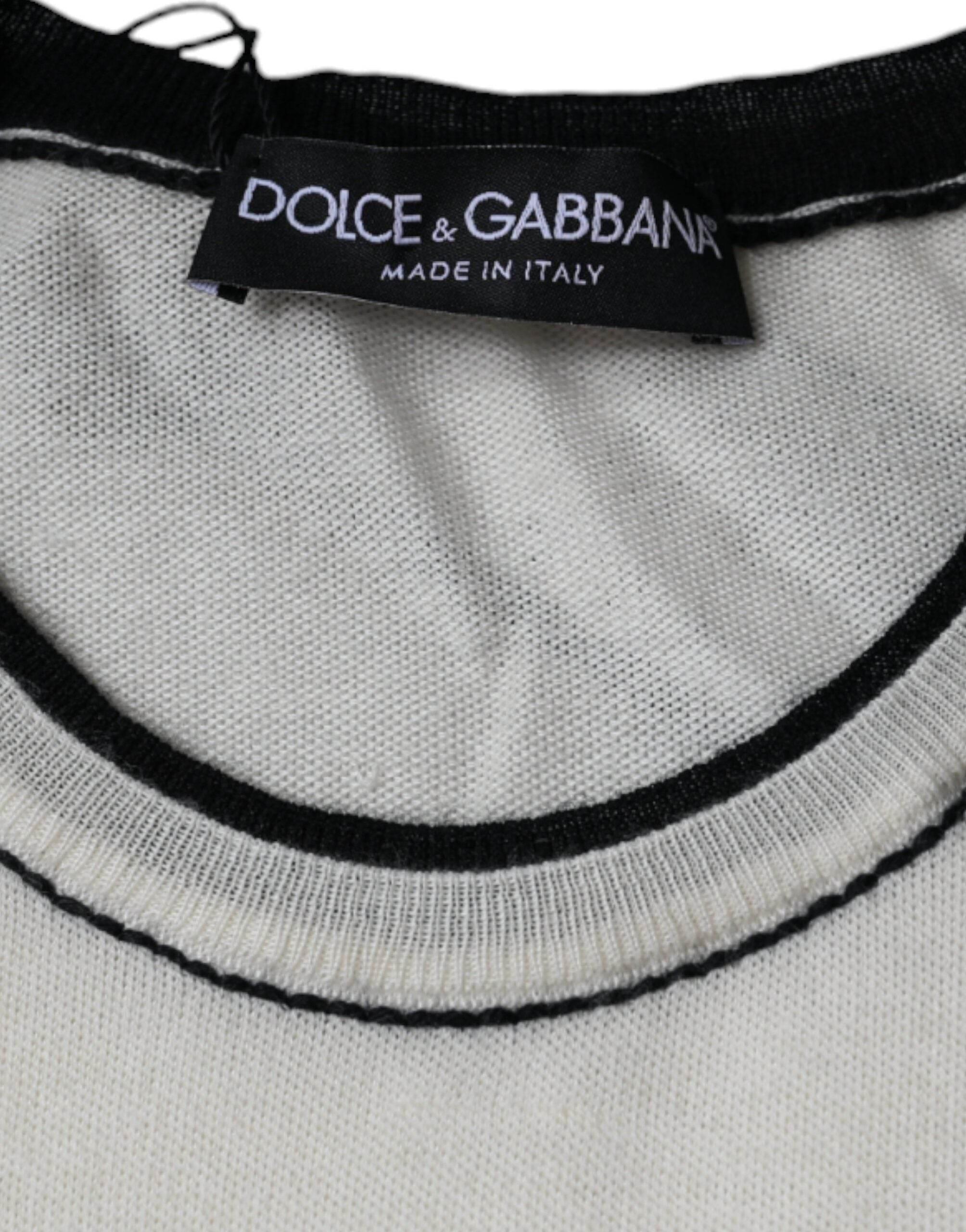 Dolce & Gabbana Off White Cashmere Short Sleeves T-shirt - Hilstor