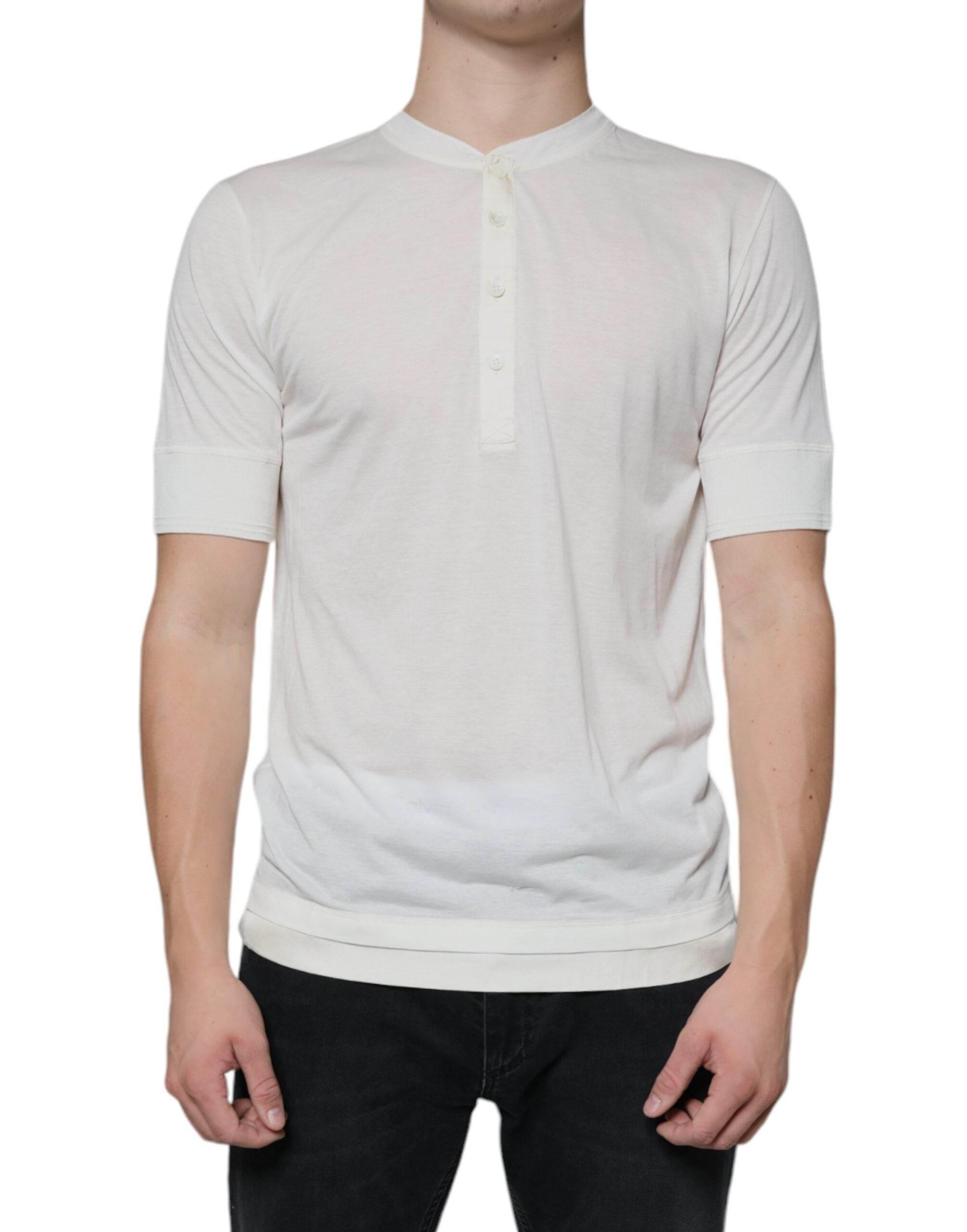 Dolce & Gabbana Off White Cotton Short Sleeves T-shirt - Hilstor