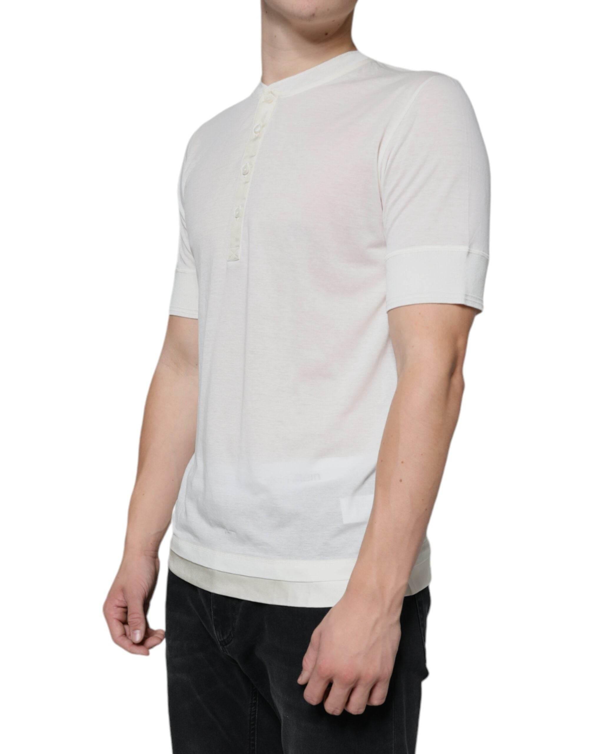 Dolce & Gabbana Off White Cotton Short Sleeves T-shirt - Hilstor