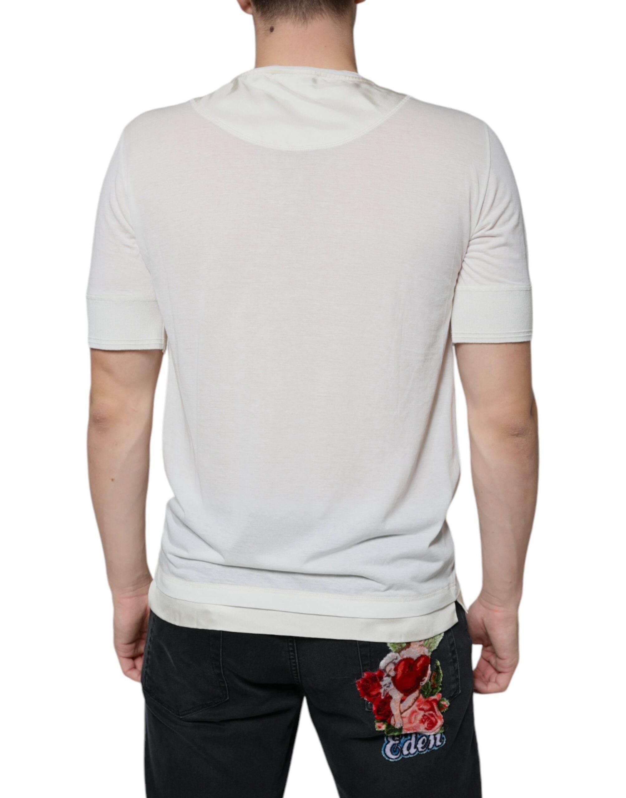 Dolce & Gabbana Off White Cotton Short Sleeves T-shirt - Hilstor