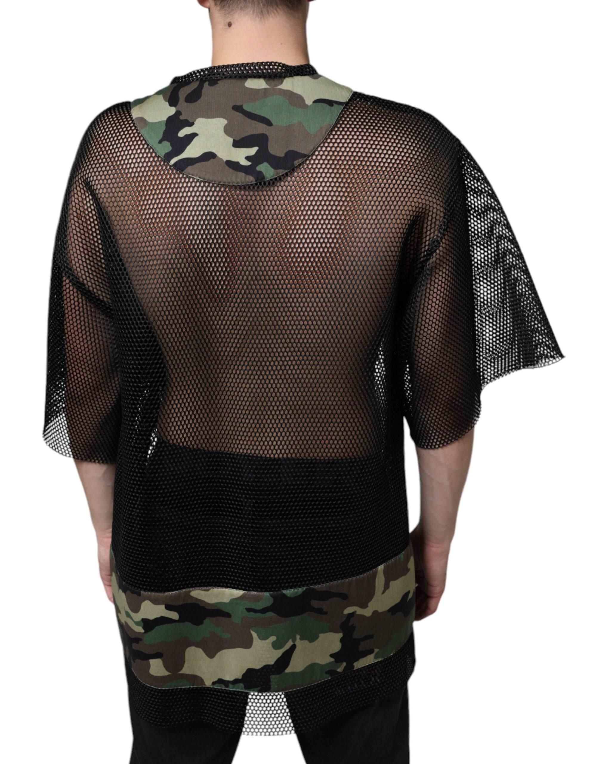 Dolce & Gabbana Black Mesh Camouflage Short Sleeves T-shirt - Hilstor