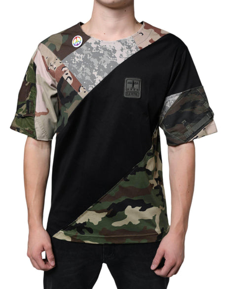 Dolce & Gabbana Multicolor Camouflage Patchwork DG Royal T-shirt - Hilstor