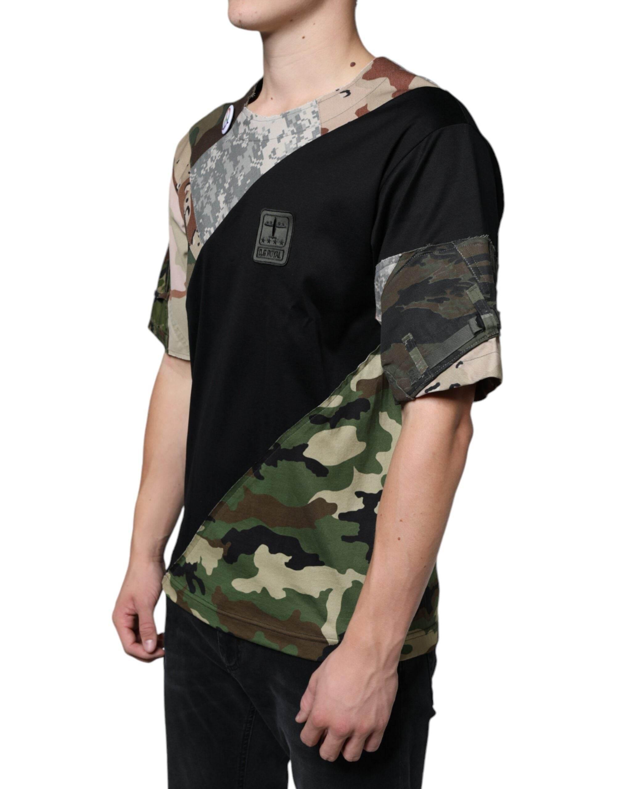 Dolce & Gabbana Multicolor Camouflage Patchwork DG Royal T-shirt - Hilstor