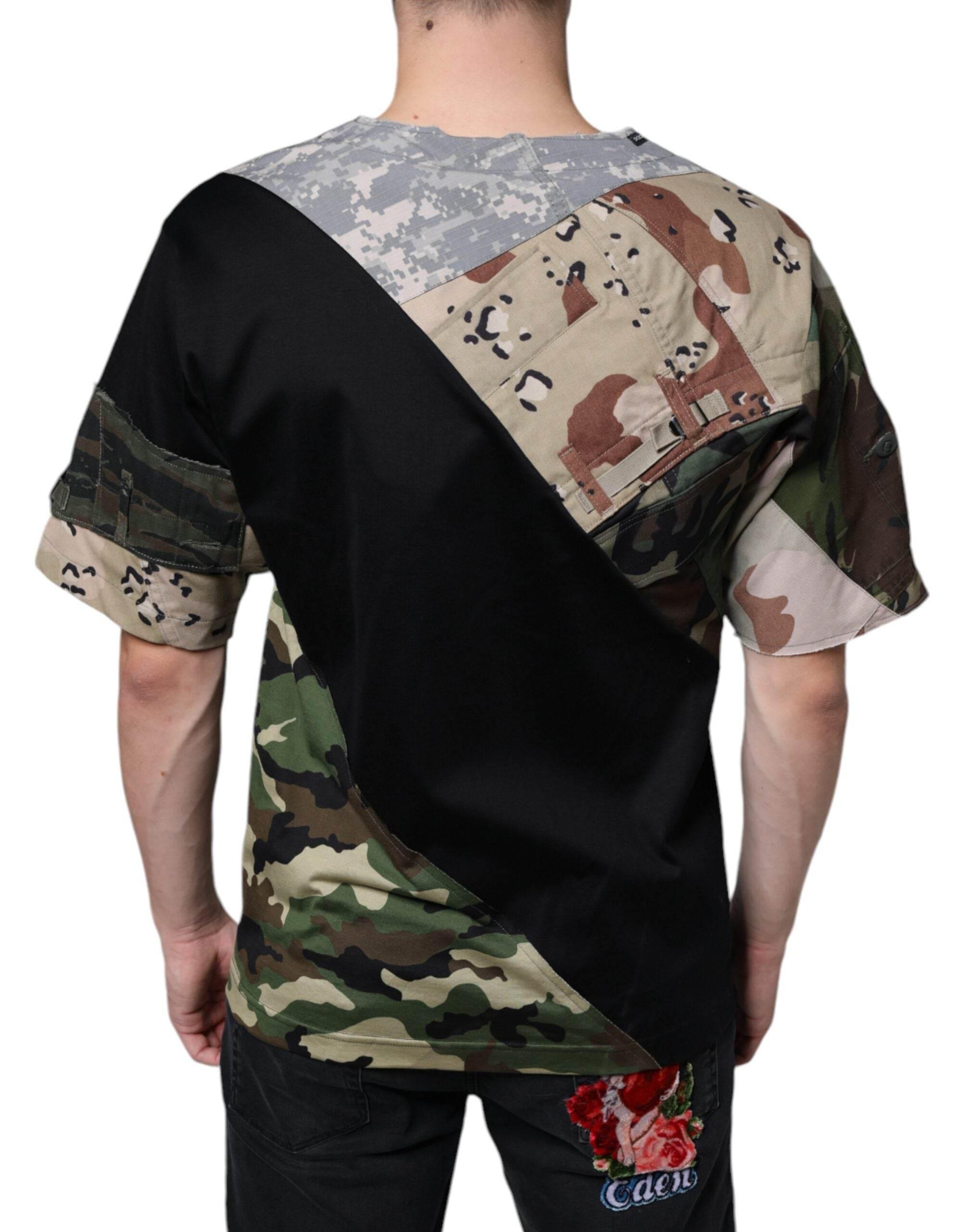 Dolce & Gabbana Multicolor Camouflage Patchwork DG Royal T-shirt - Hilstor