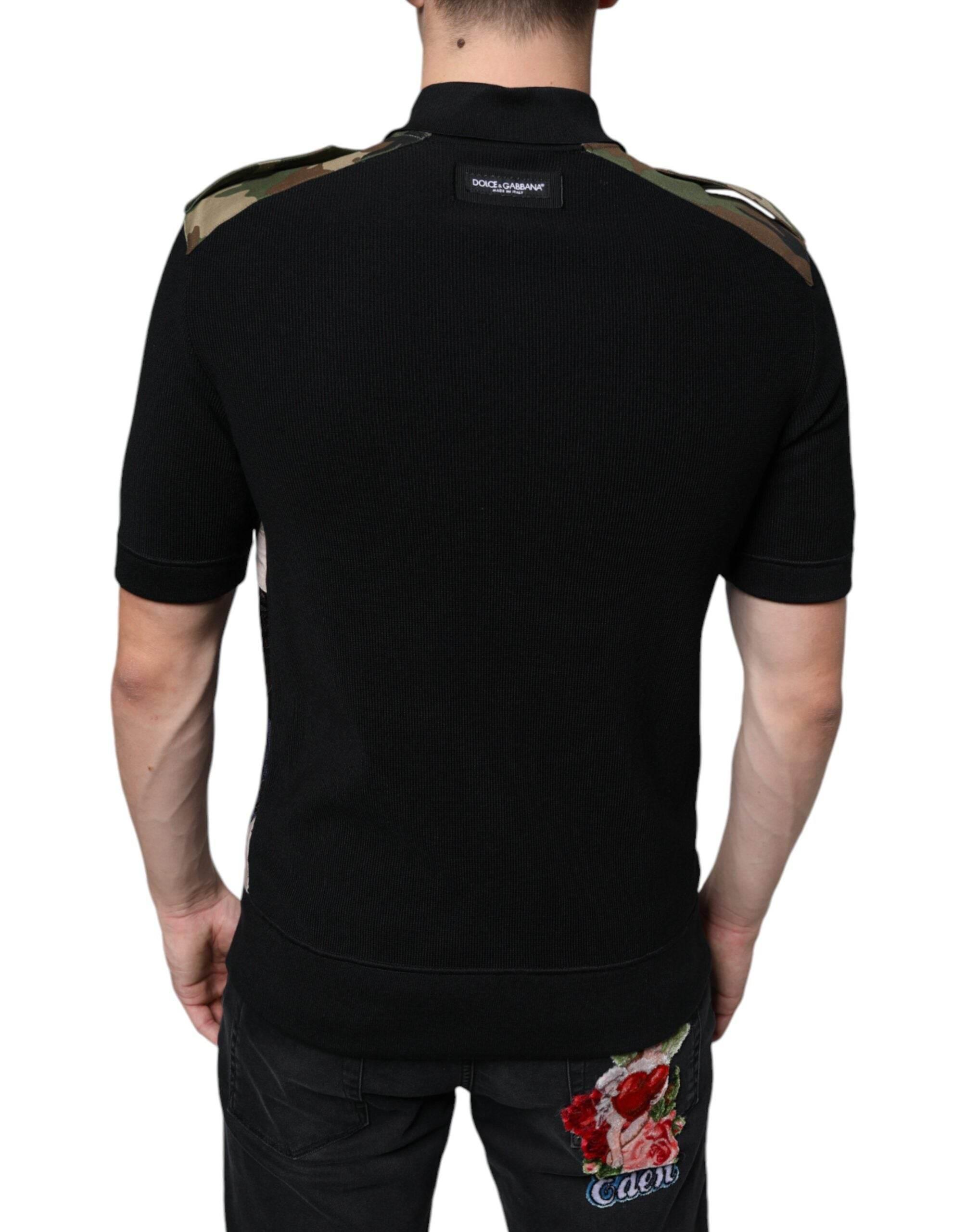 Dolce & Gabbana Multicolor Camouflage Patchwork Silk Polo T-shirt - Hilstor