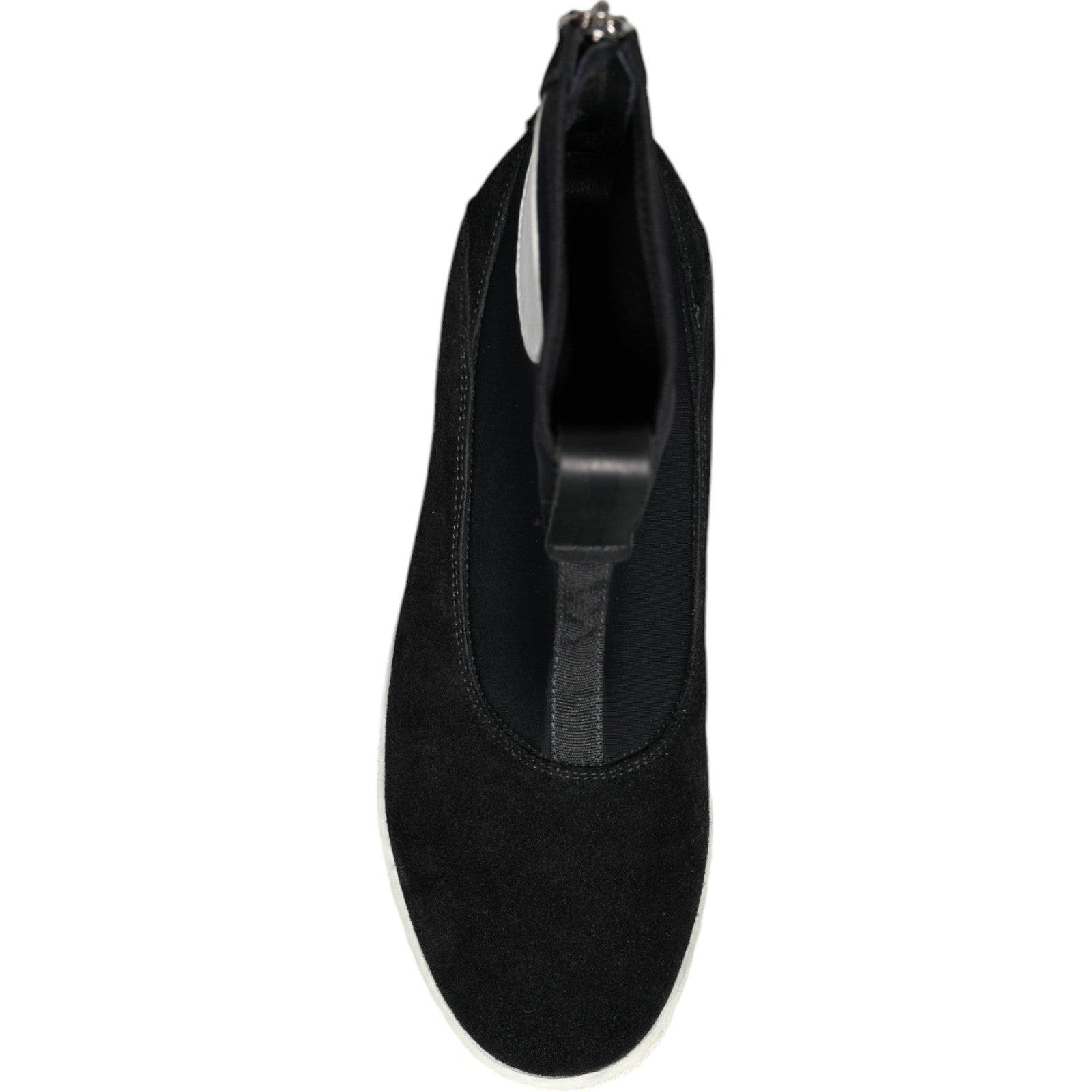 Alexander McQueen Black White Neoprene Takeshi Mid Calf Boots Shoes - Hilstor