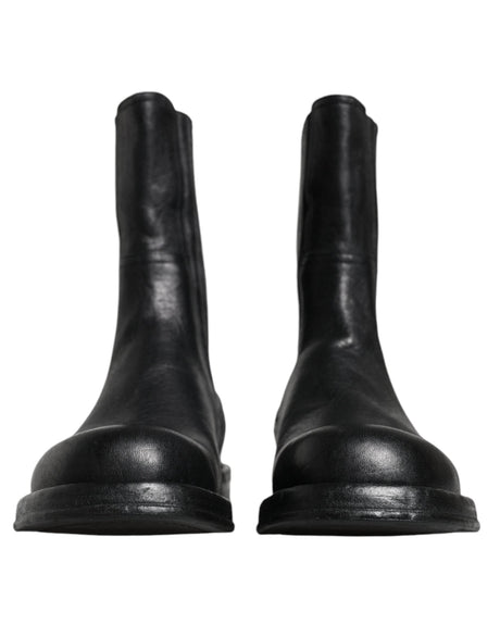 Dolce & Gabbana Black Horse Leather Mid Calf Boots Shoes - Hilstor