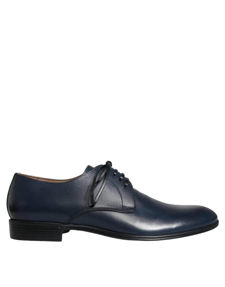 Dolce & Gabbana Navy Blue Leather Derby Dress Formal Shoes - Hilstor