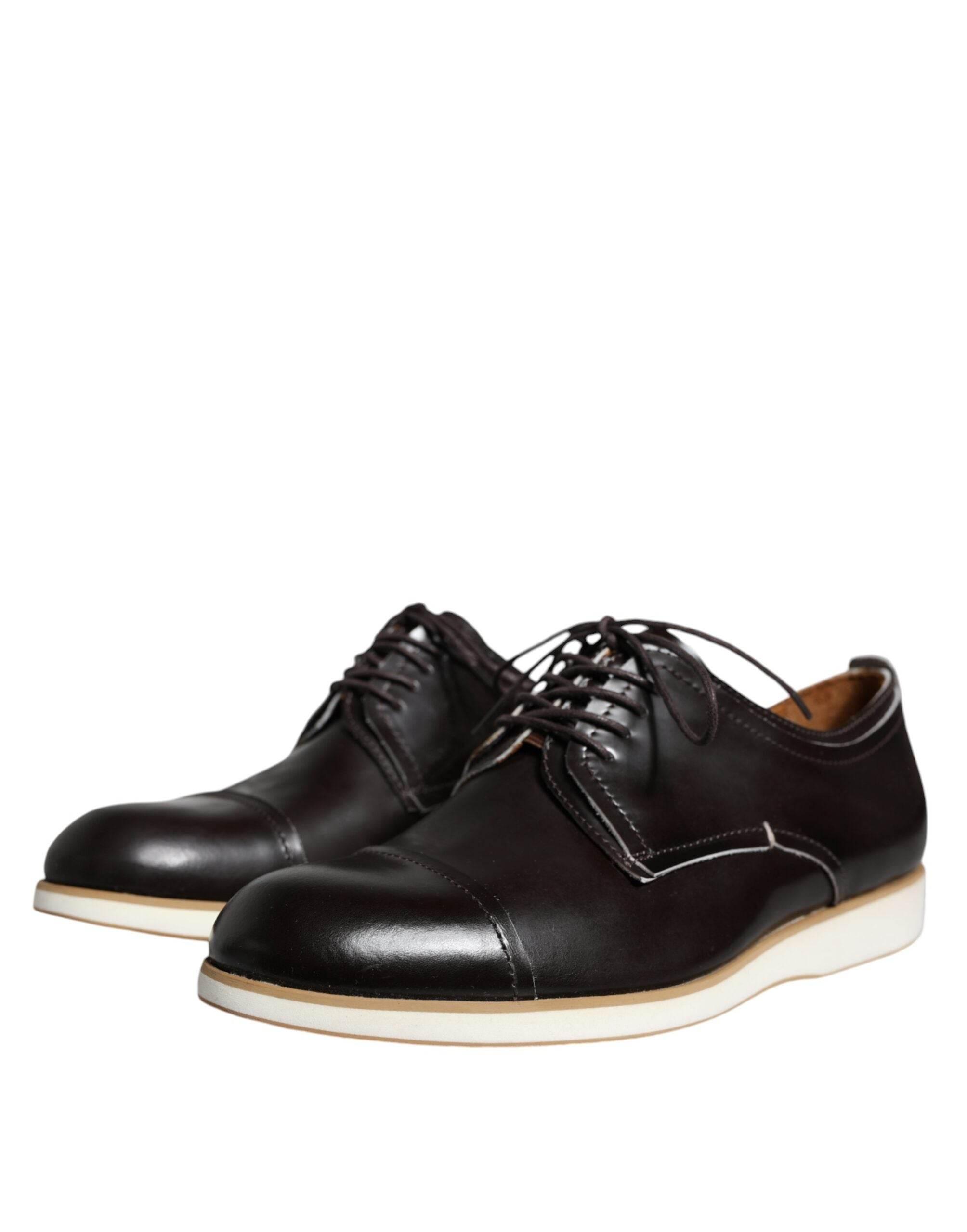 Pollini Black White Leather Lace Up Men Dress Formal Shoes - Hilstor