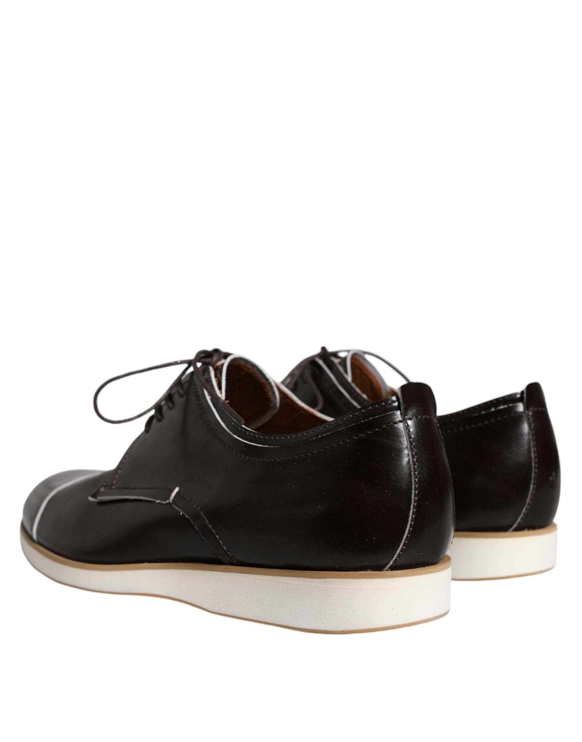 Pollini Black White Leather Lace Up Men Dress Formal Shoes - Hilstor