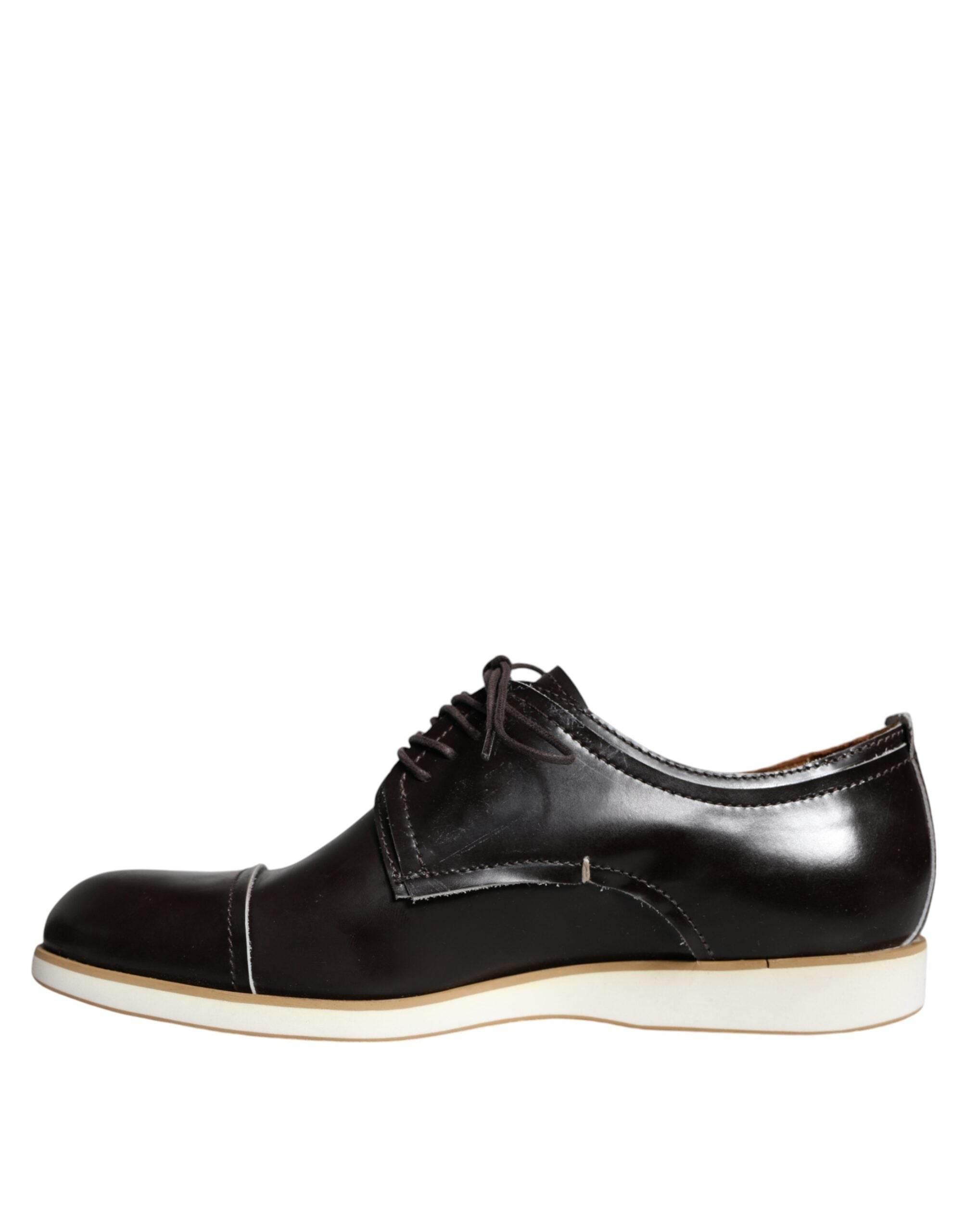 Pollini Black White Leather Lace Up Men Dress Formal Shoes - Hilstor