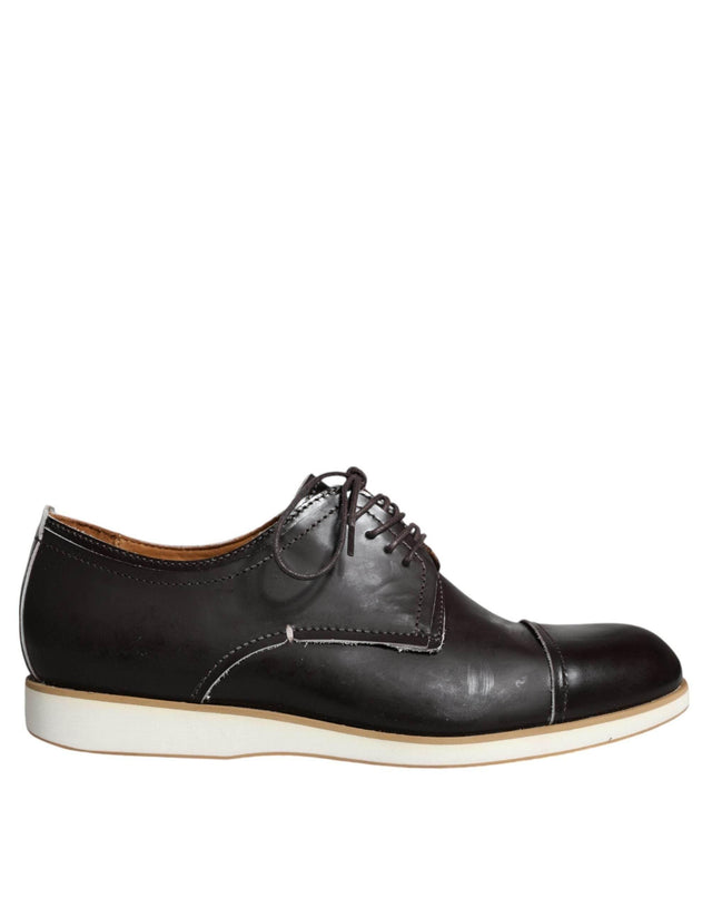 Pollini Black White Leather Lace Up Men Dress Formal Shoes - Hilstor