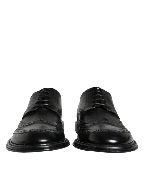 Dolce & Gabbana Black Leather Oxford Wingtip Formal Shoes - Hilstor