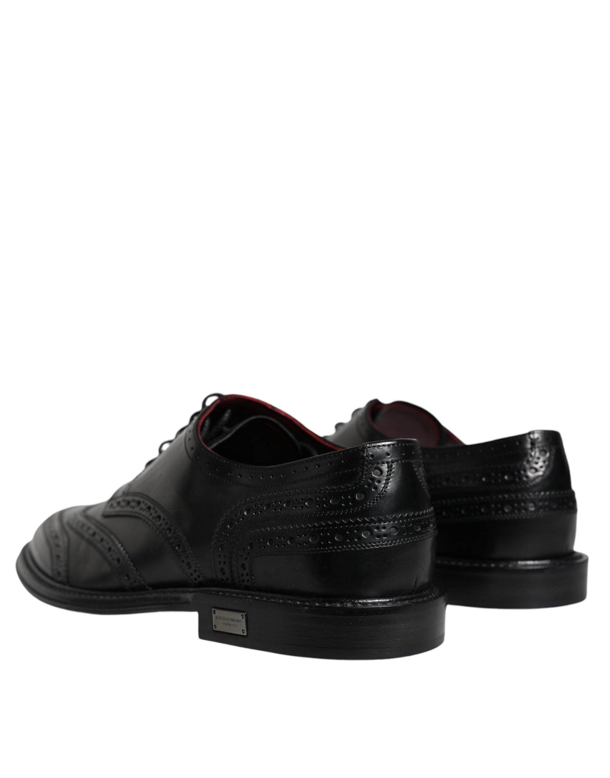 Dolce & Gabbana Black Leather Oxford Wingtip Formal Shoes - Hilstor