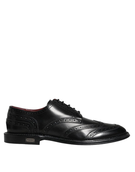 Dolce & Gabbana Black Leather Oxford Wingtip Formal Shoes - Hilstor