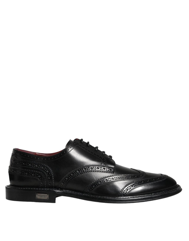 Dolce & Gabbana Black Leather Oxford Wingtip Formal Shoes - Hilstor