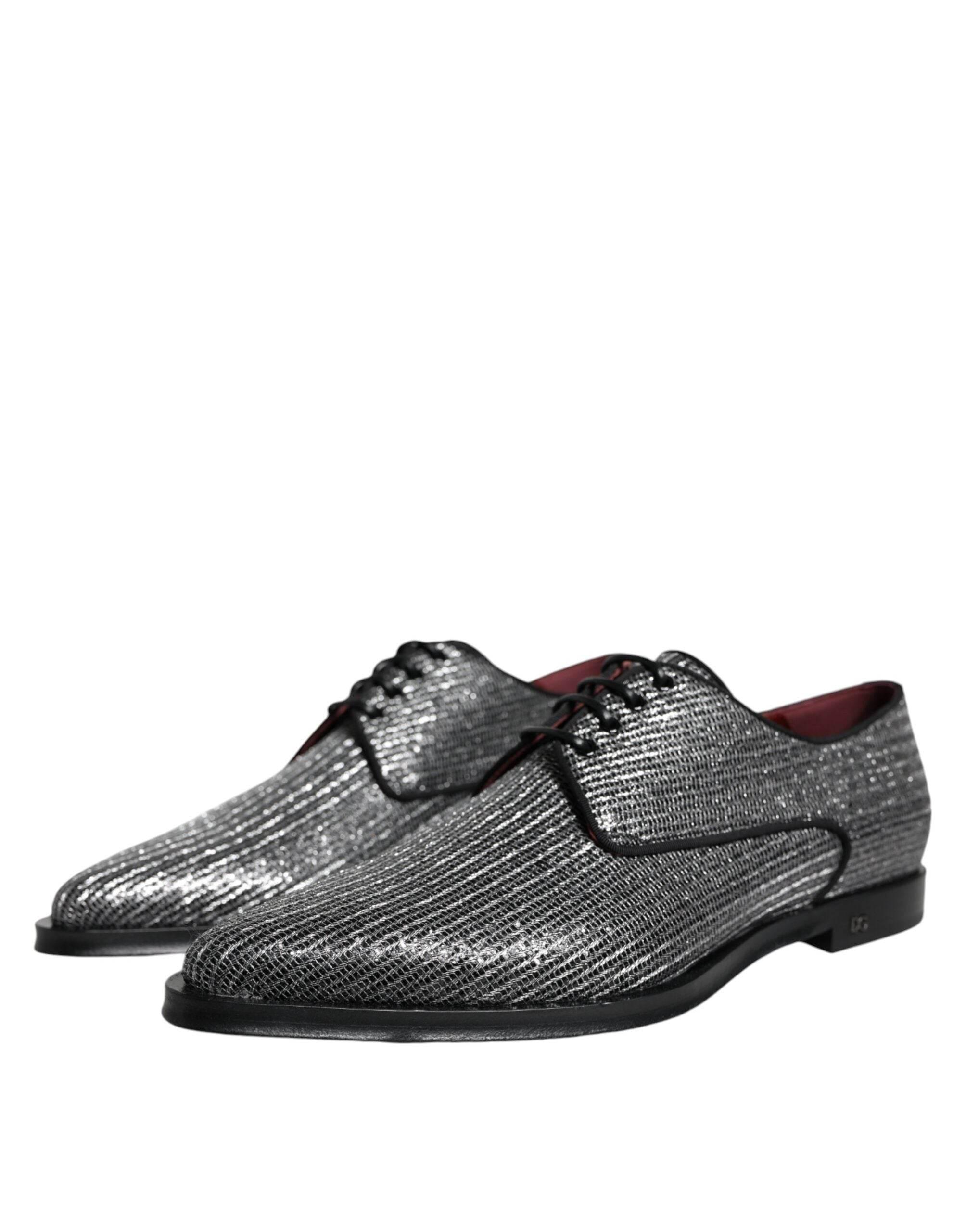 Dolce & Gabbana Silver Polyurethane Derby Formal Dress Shoes - Hilstor