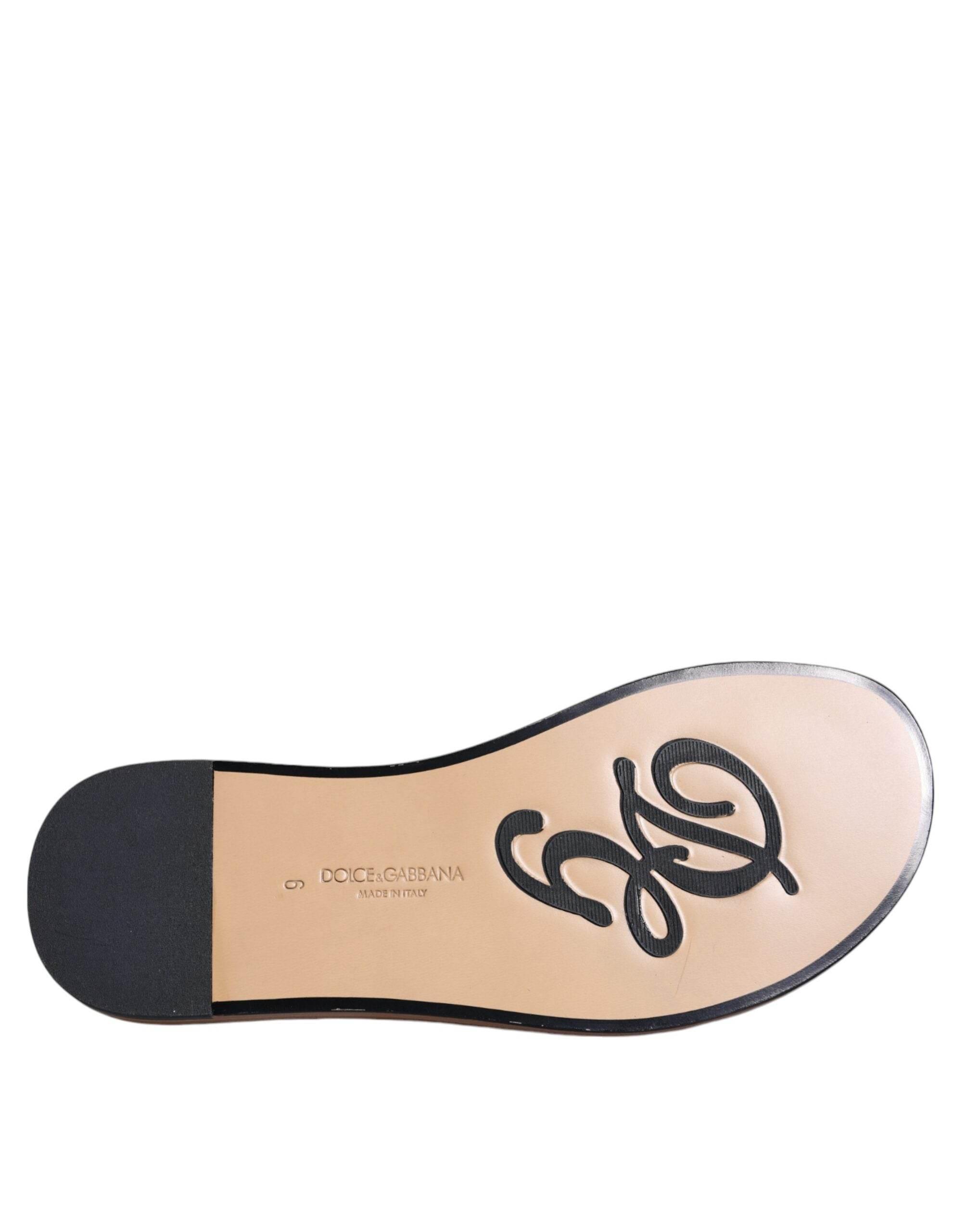 Dolce & Gabbana Black Monochrome Braided Raffia Slides Shoes - Hilstor