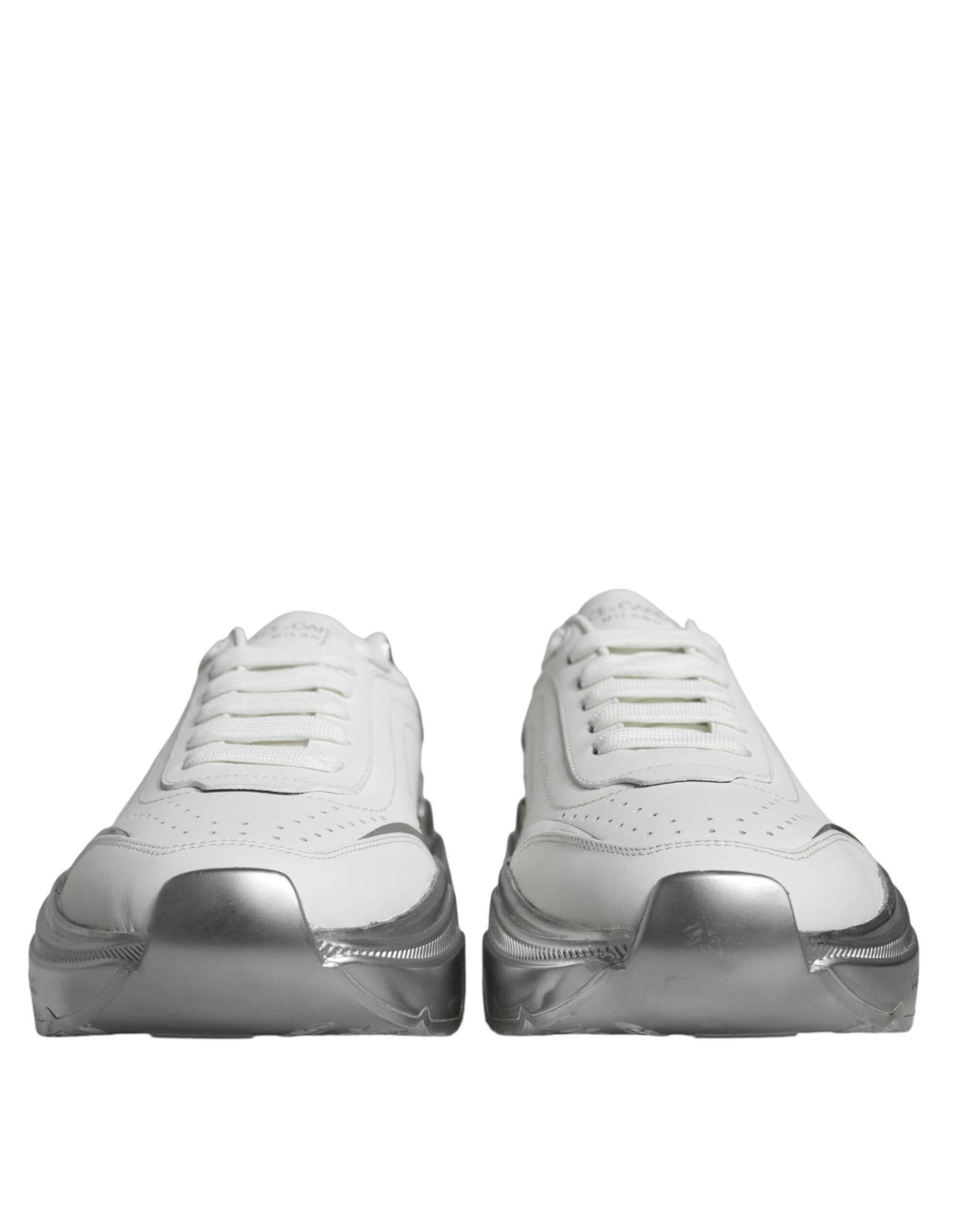 Dolce & Gabbana White Silver Daymaster Low Top Sneakers Shoes - Hilstor