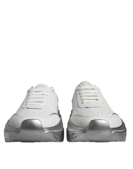 Dolce & Gabbana White Silver Daymaster Low Top Sneakers Shoes - Hilstor