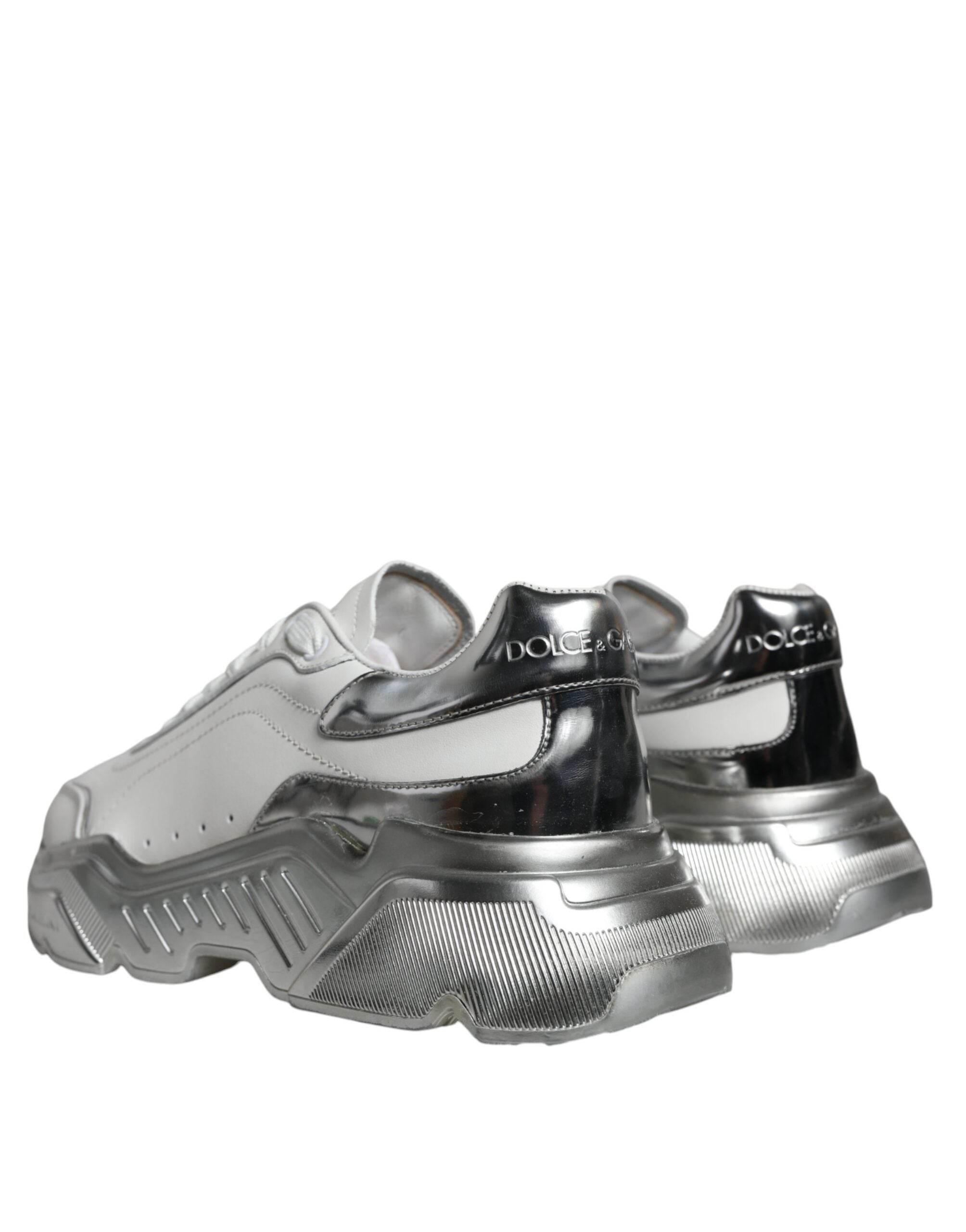 Dolce & Gabbana White Silver Daymaster Low Top Sneakers Shoes - Hilstor