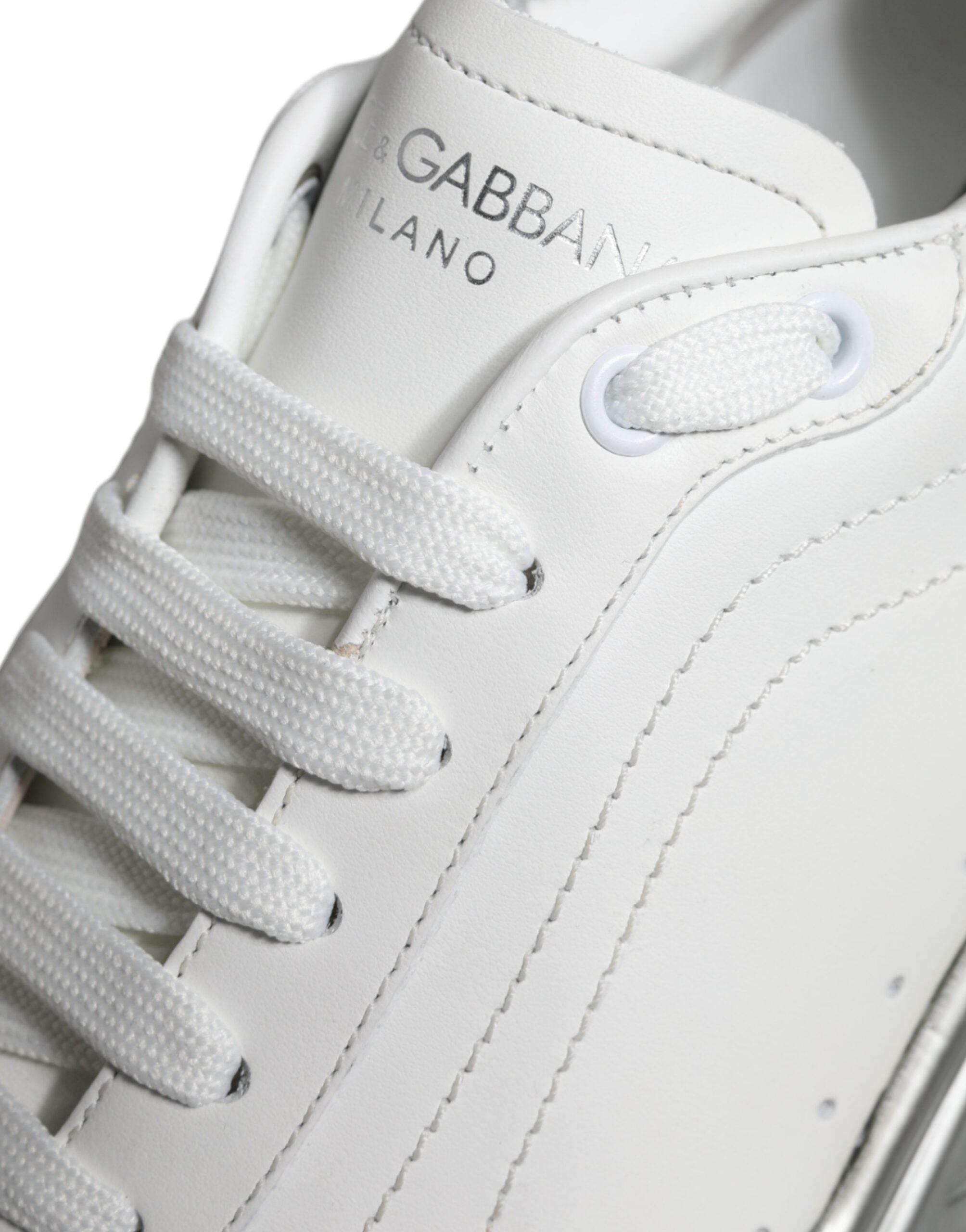 Dolce & Gabbana White Silver Daymaster Low Top Sneakers Shoes - Hilstor