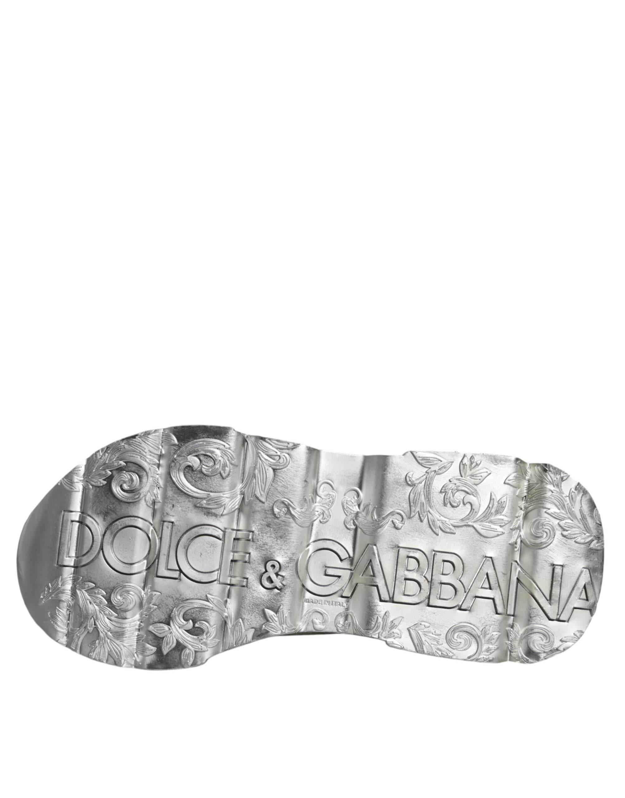 Dolce & Gabbana White Silver Daymaster Low Top Sneakers Shoes - Hilstor