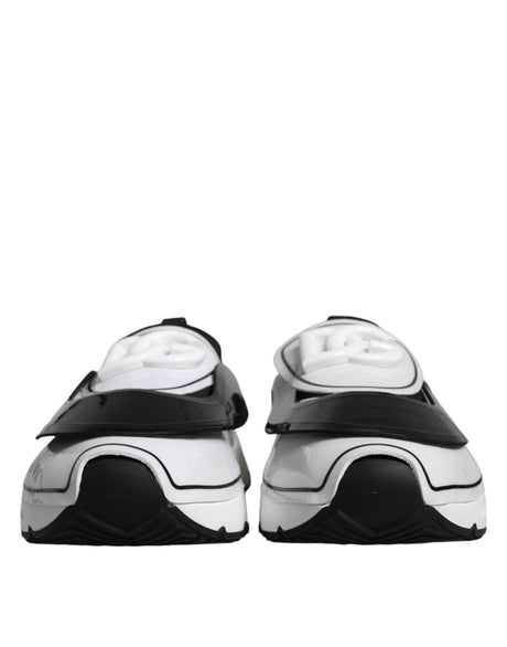 Dolce & Gabbana White Black Logo Plaque Daymaster Sneakers Shoes - Hilstor