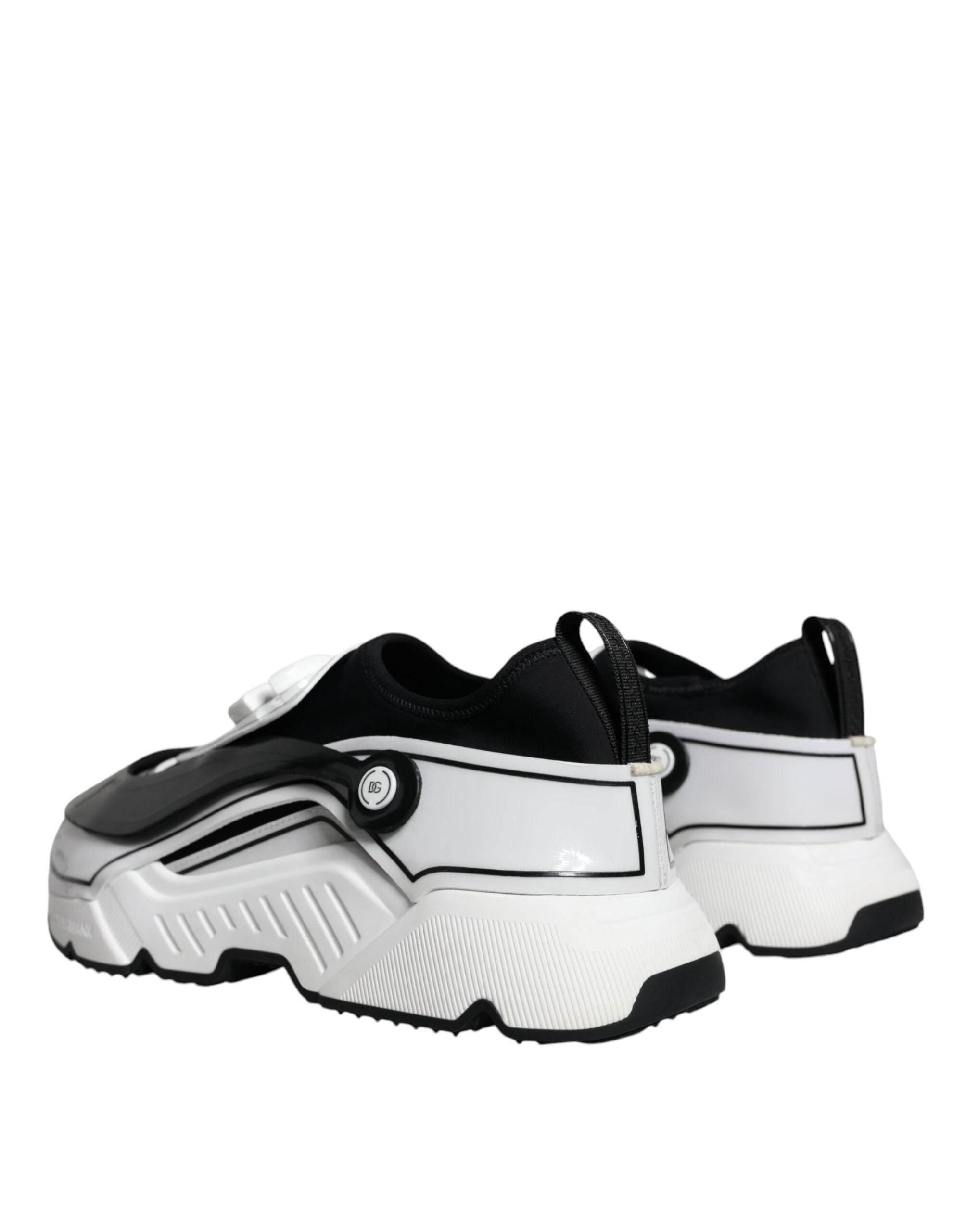 Dolce & Gabbana White Black Logo Plaque Daymaster Sneakers Shoes - Hilstor