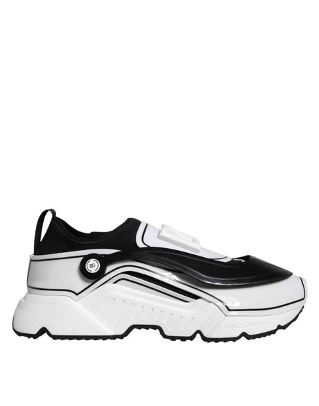 Dolce & Gabbana White Black Logo Plaque Daymaster Sneakers Shoes - Hilstor