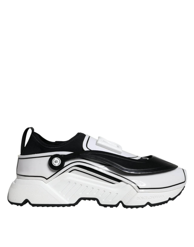Dolce & Gabbana White Black Logo Plaque Daymaster Sneakers Shoes - Hilstor