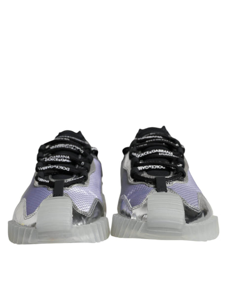 Dolce & Gabbana Silver Black Nylon NS1 Low Top Sneakers Shoes - Hilstor