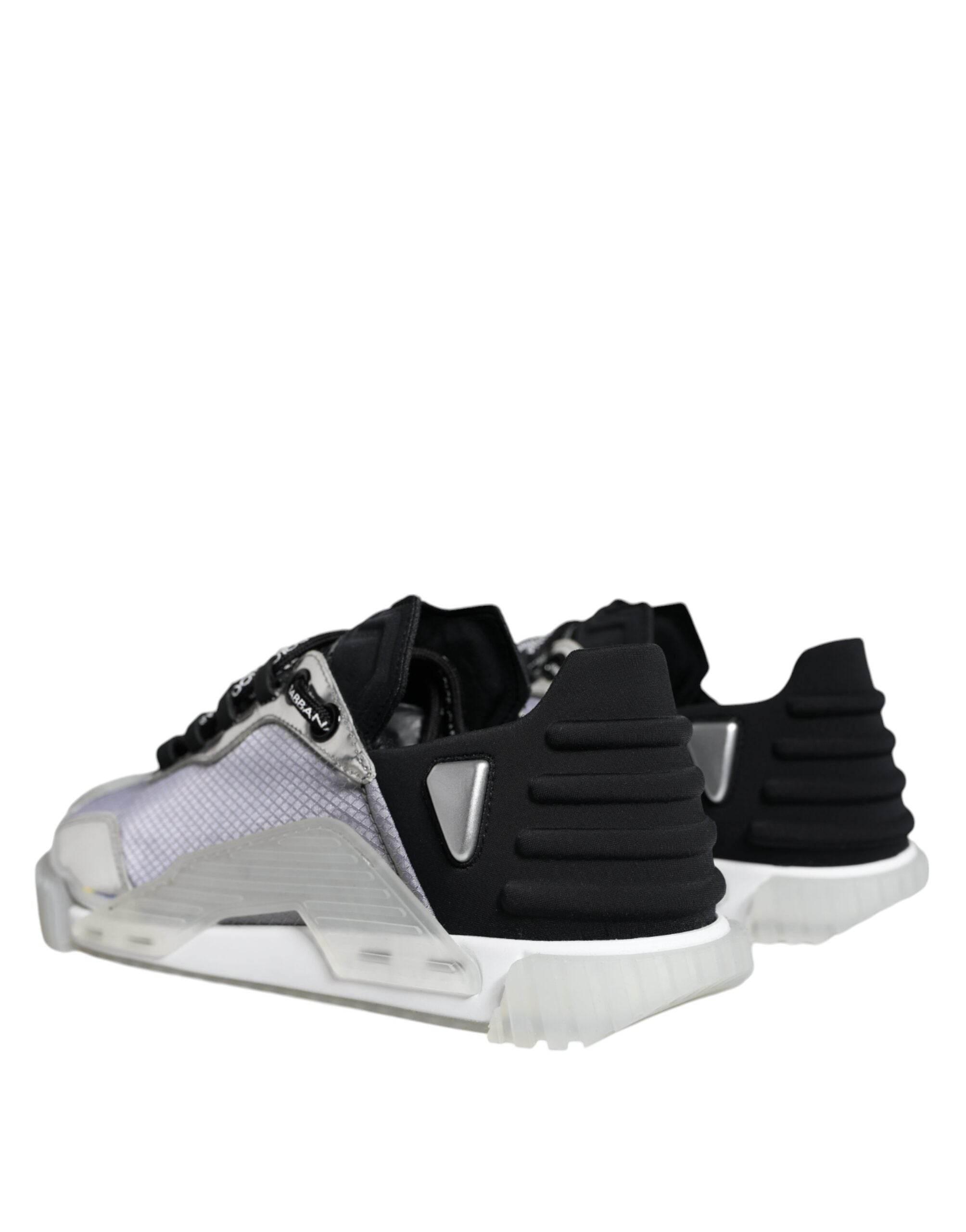 Dolce & Gabbana Silver Black Nylon NS1 Low Top Sneakers Shoes - Hilstor