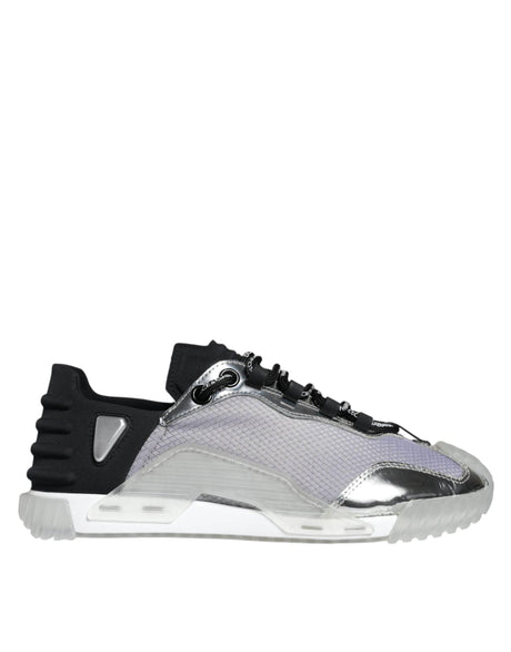 Dolce & Gabbana Silver Black Nylon NS1 Low Top Sneakers Shoes - Hilstor