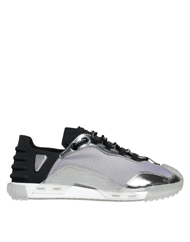 Dolce & Gabbana Silver Black Nylon NS1 Low Top Sneakers Shoes - Hilstor