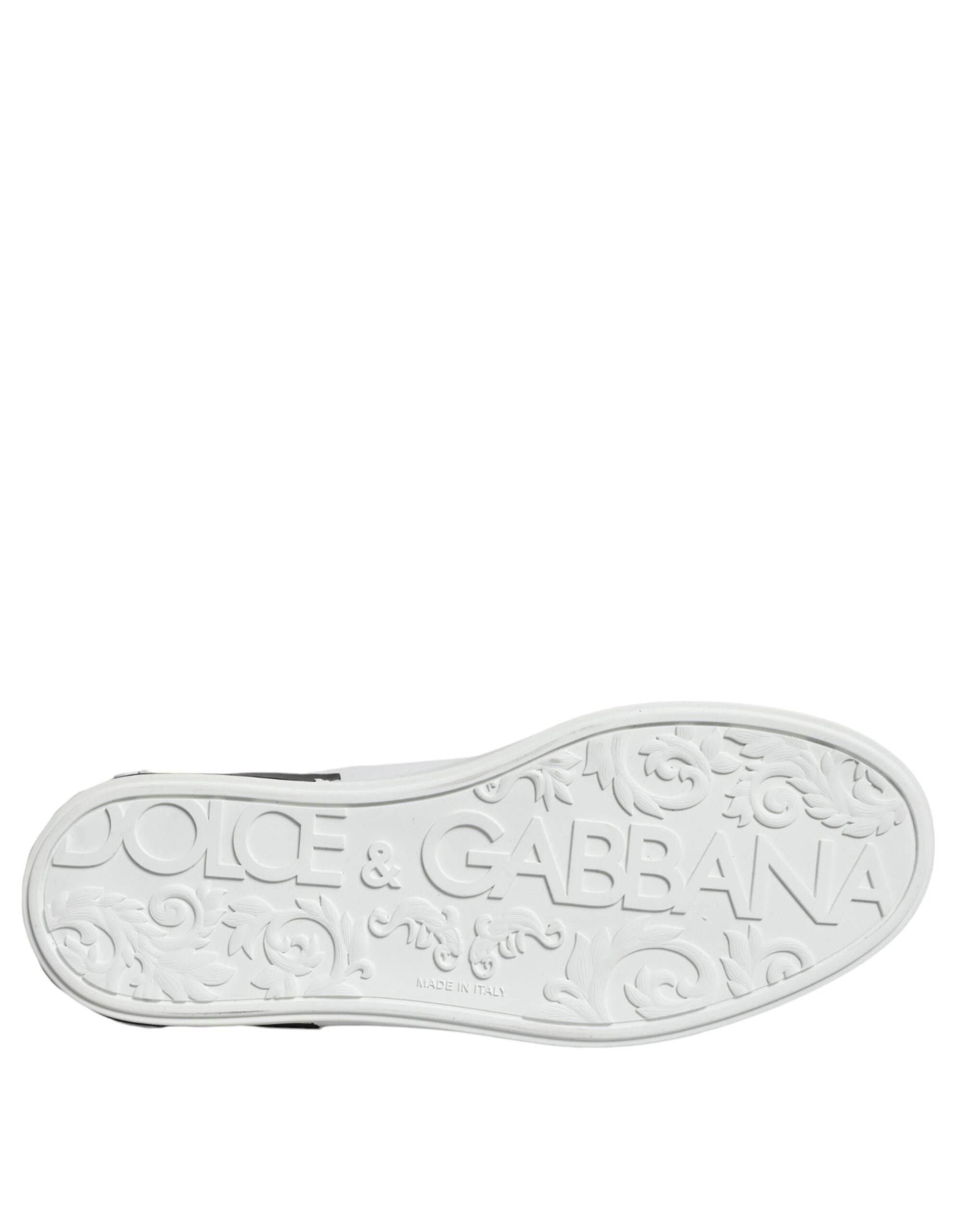 Dolce & Gabbana Black Leather Logo Portofino Sneaker Shoes - Hilstor