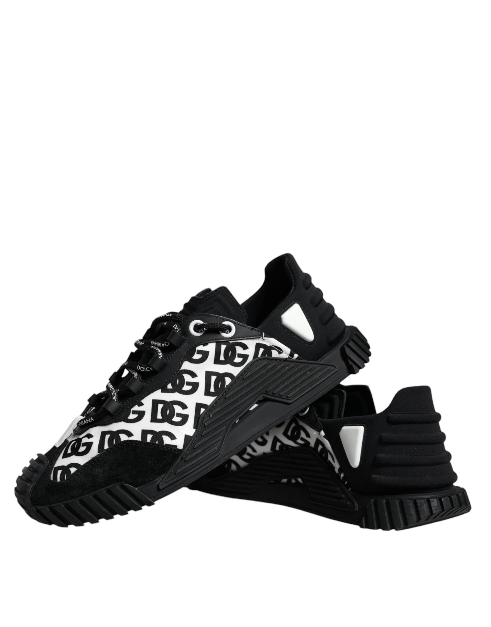 Dolce & Gabbana Black Logo Lace Up Low Top NS1 Sneakers Shoes - Hilstor