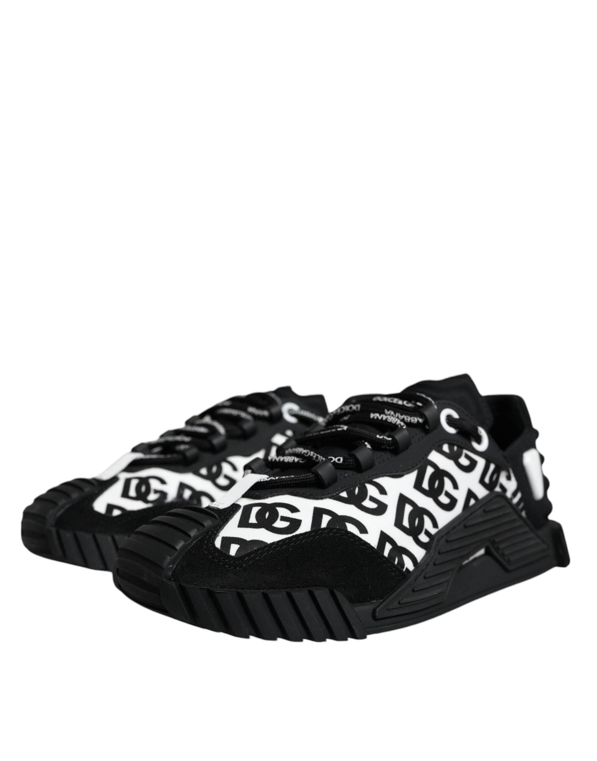 Dolce & Gabbana Black Logo Lace Up Low Top NS1 Sneakers Shoes - Hilstor