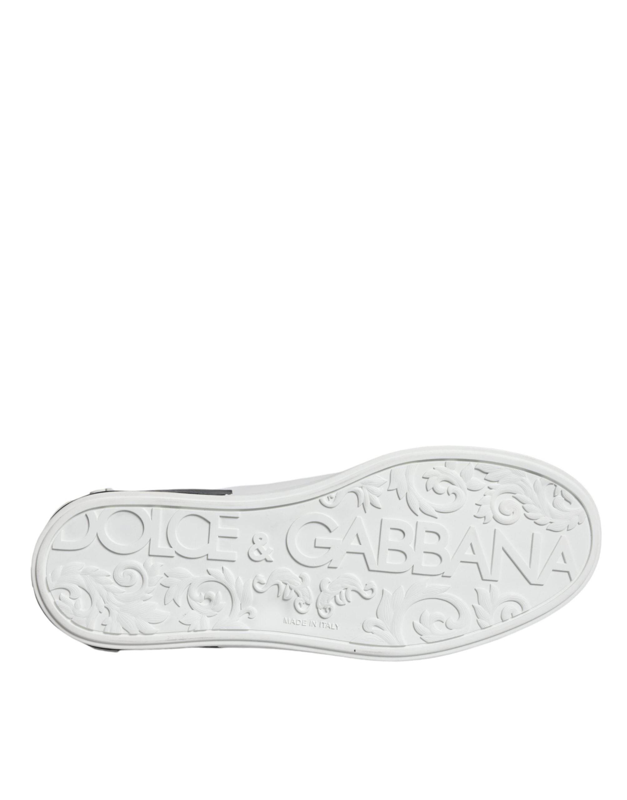 Dolce & Gabbana White Leather Logo Portofino Sneaker Shoes - Hilstor