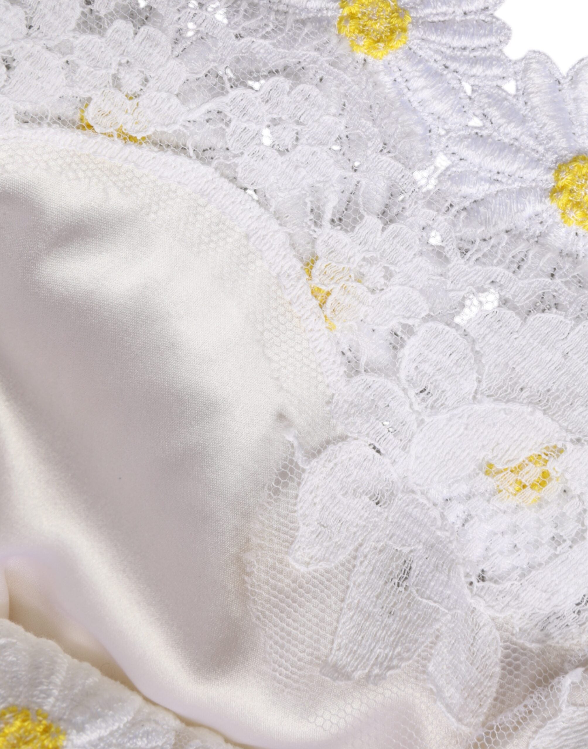 Dolce &amp; Gabbana White Daisy Macrame Lace Sheath Midi-kjole