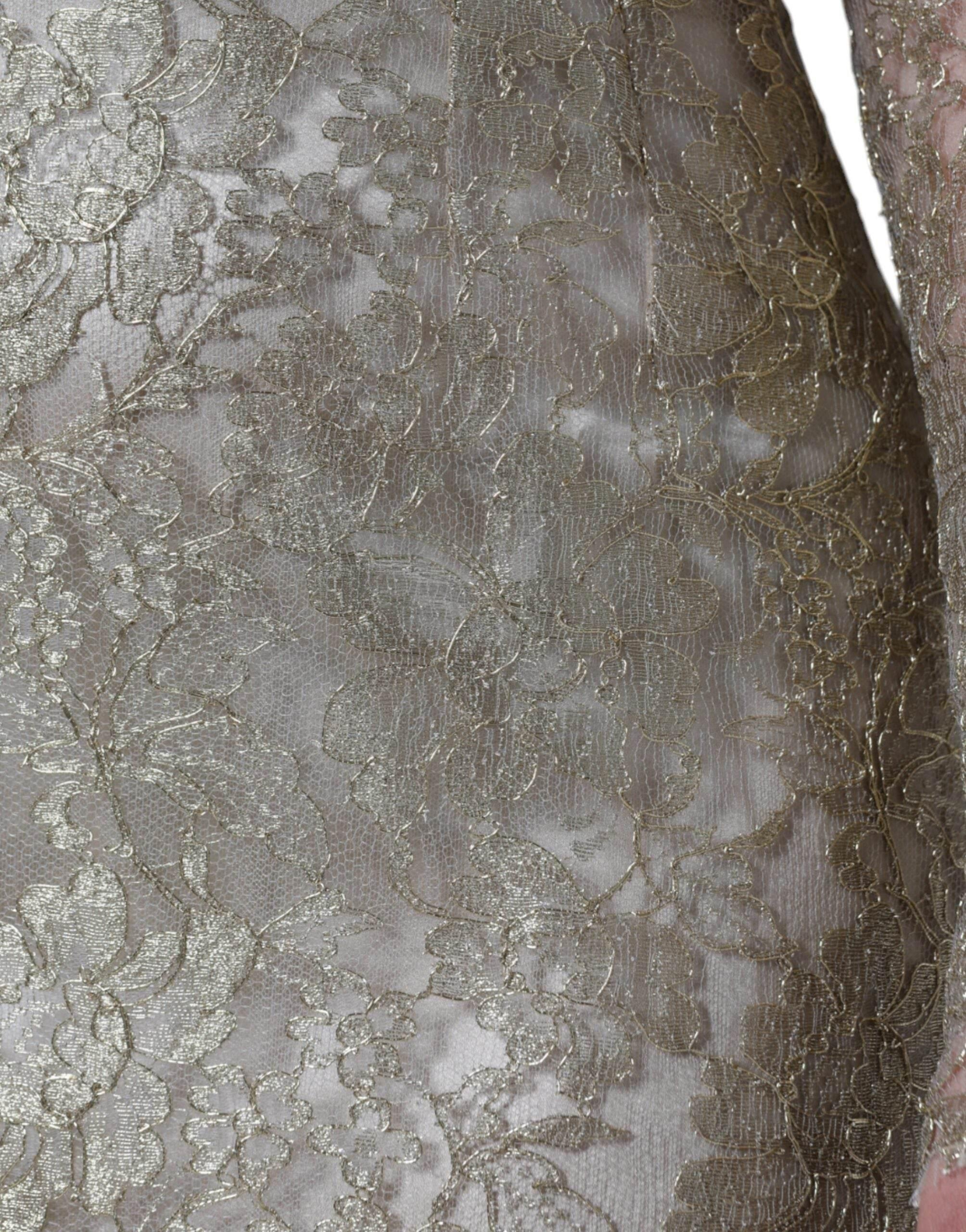 Dolce & Gabbana Gold Floral Lace A-line Sheath Mini Dress - Hilstor