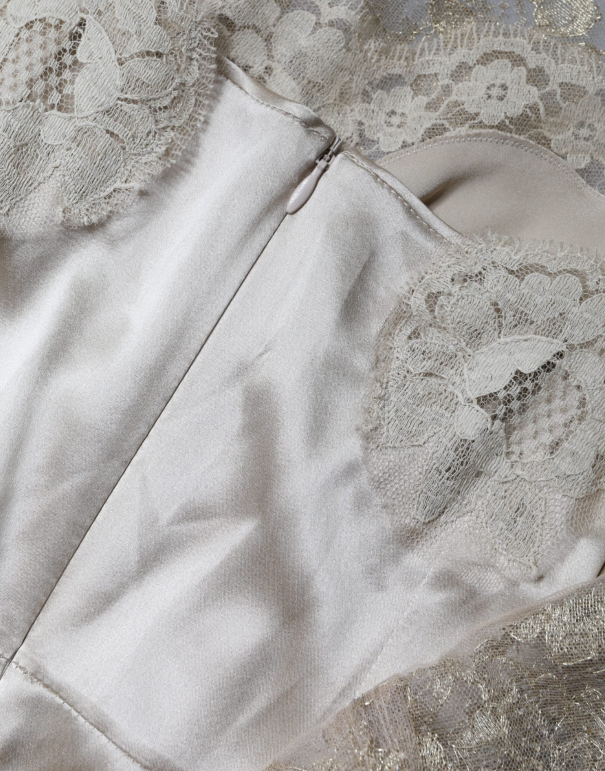 Dolce &amp; Gabbana guldblomstret blonde A-line skede minikjole