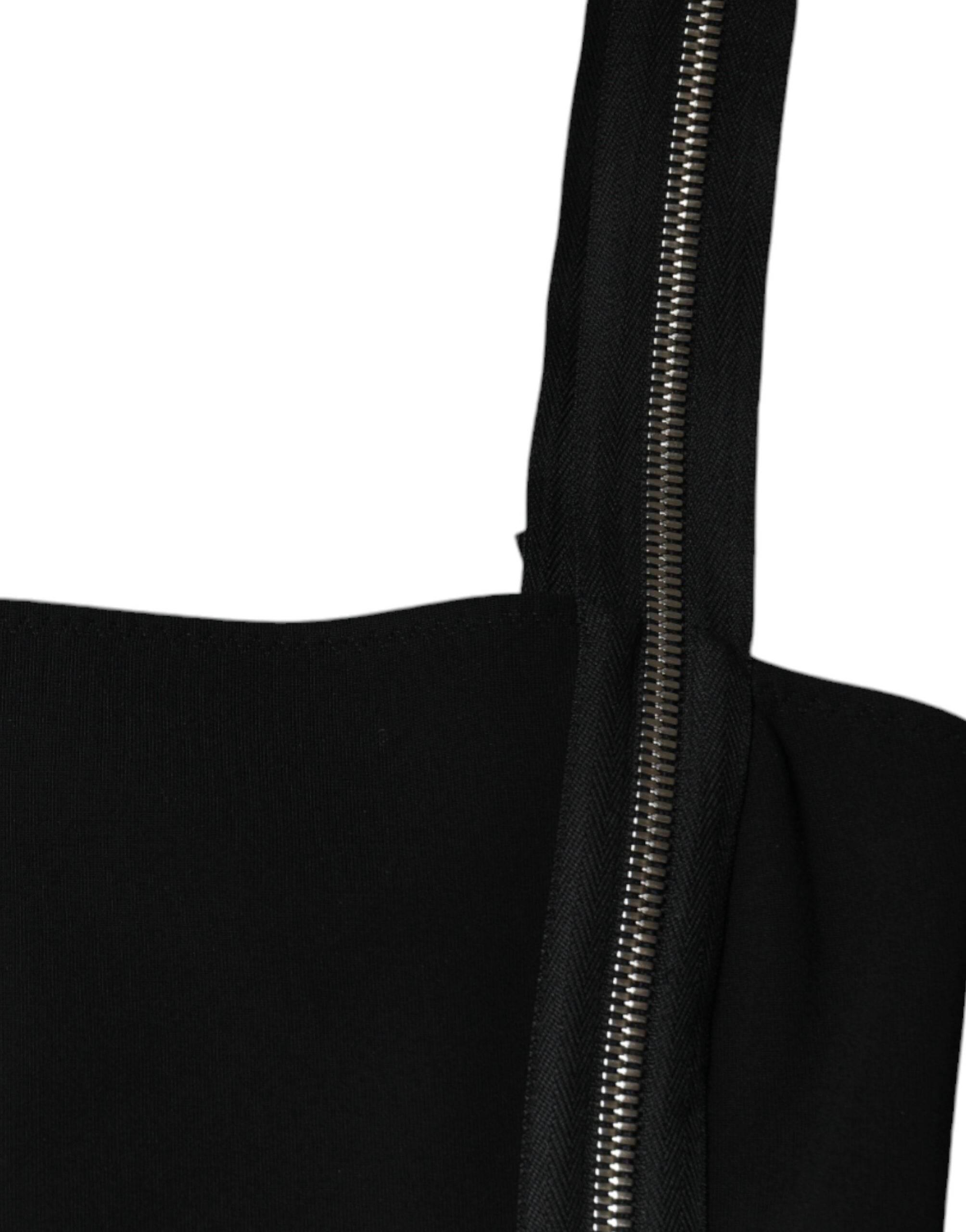 Dolce & Gabbana Black Zipper Bodycon Sheath Midi Dress - Hilstor