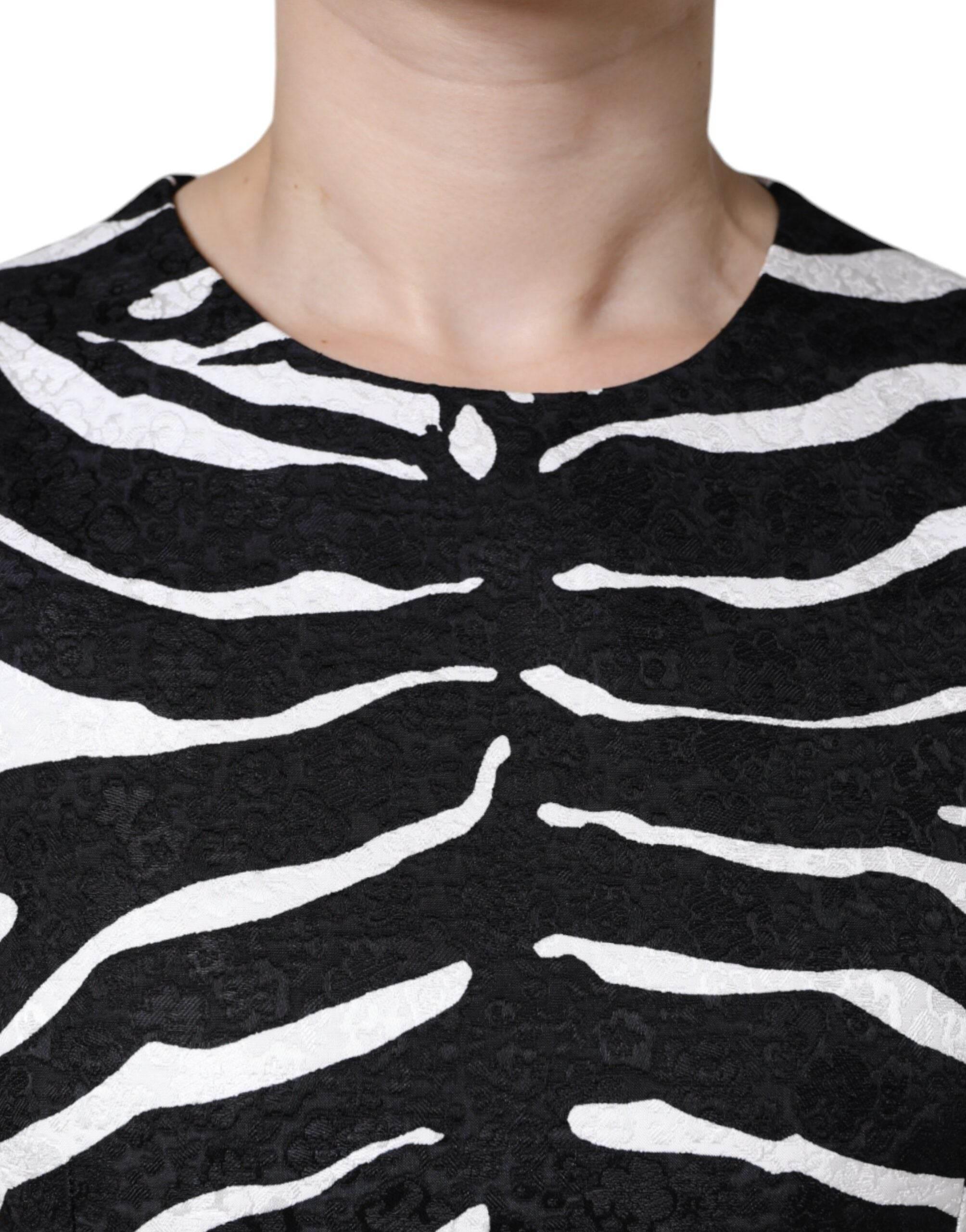 Dolce & Gabbana Black White Zebra A-line Sheath Mini Dress - Hilstor