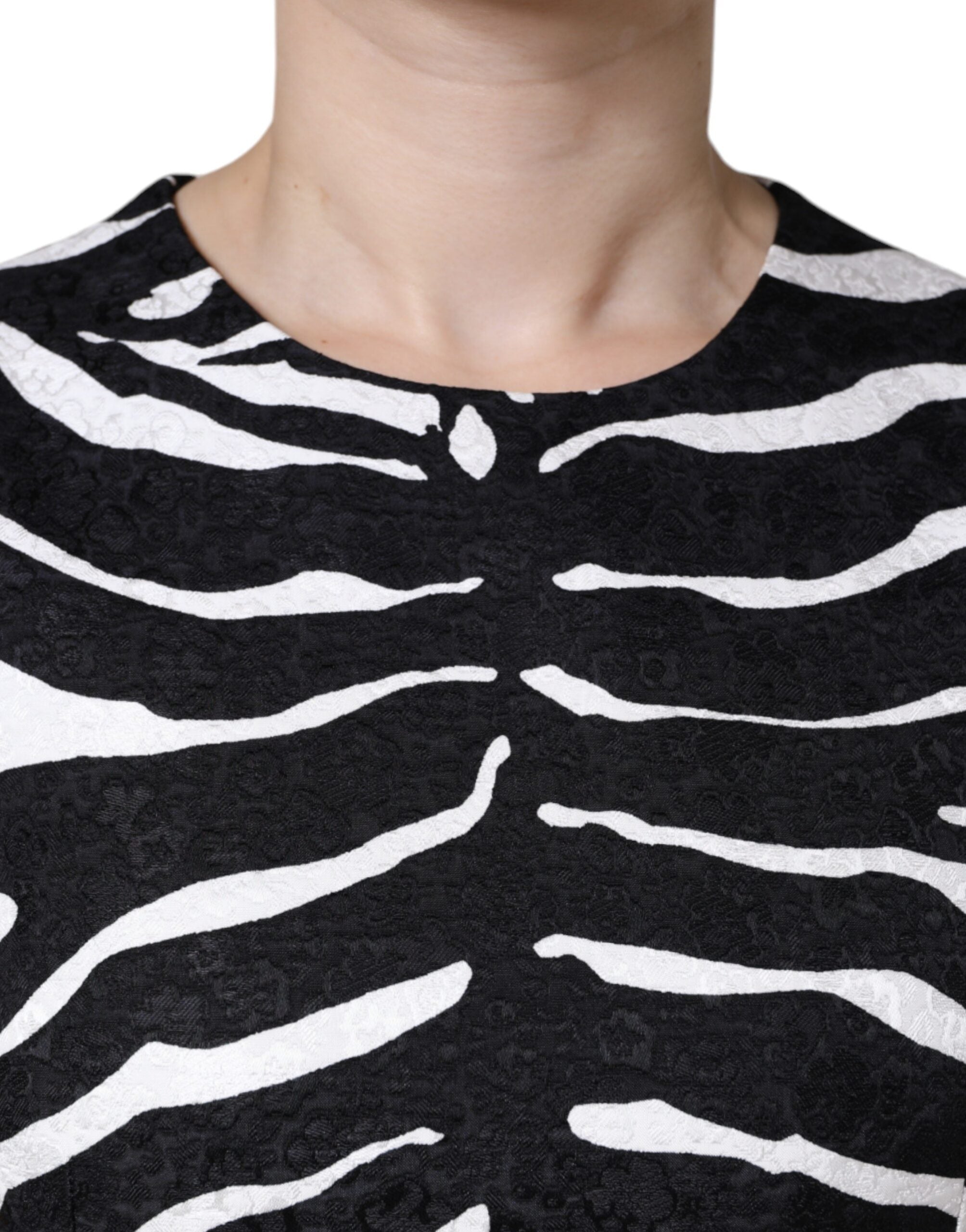 Dolce &amp; Gabbana Sort Hvid Zebra A-line Skede Mini Kjole
