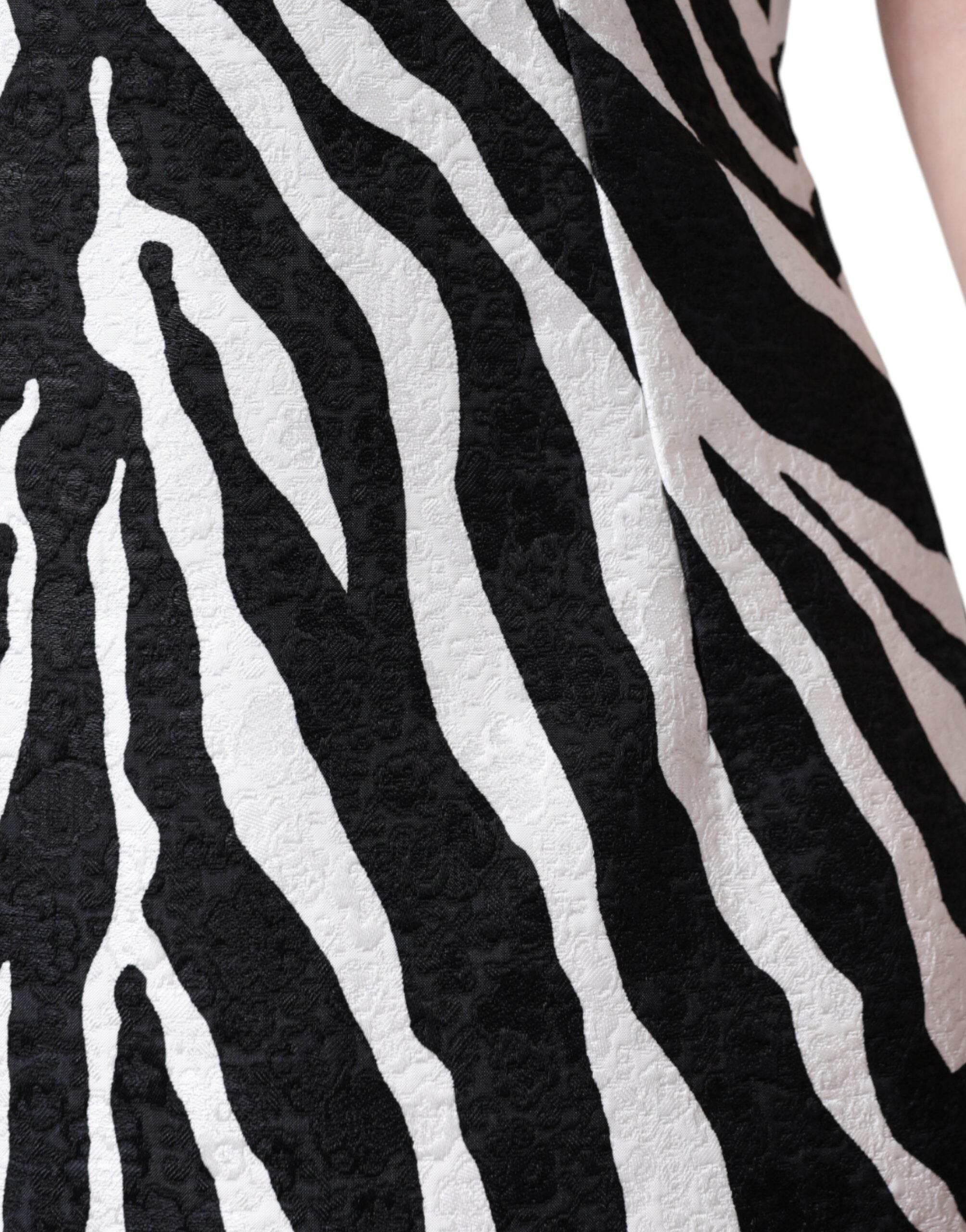 Dolce & Gabbana Black White Zebra A-line Sheath Mini Dress - Hilstor